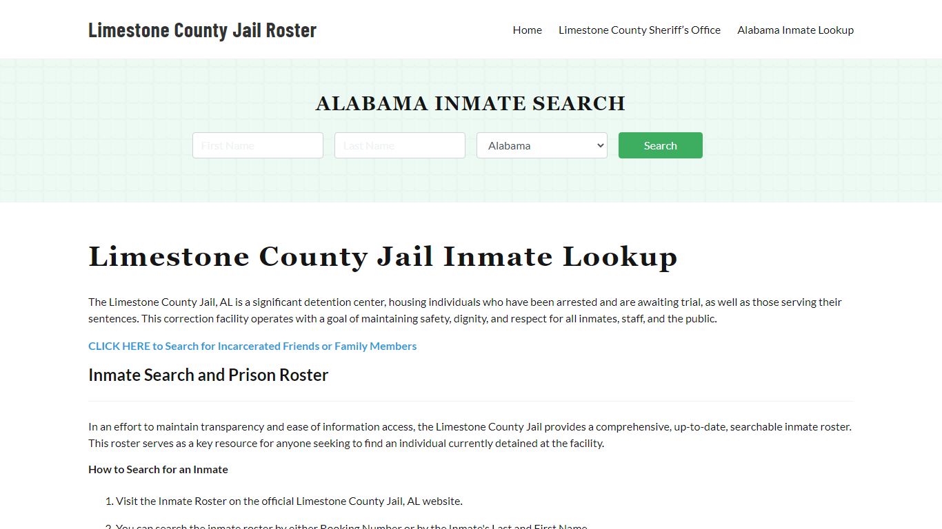 Limestone County Jail Roster Lookup, AL, Inmate Search